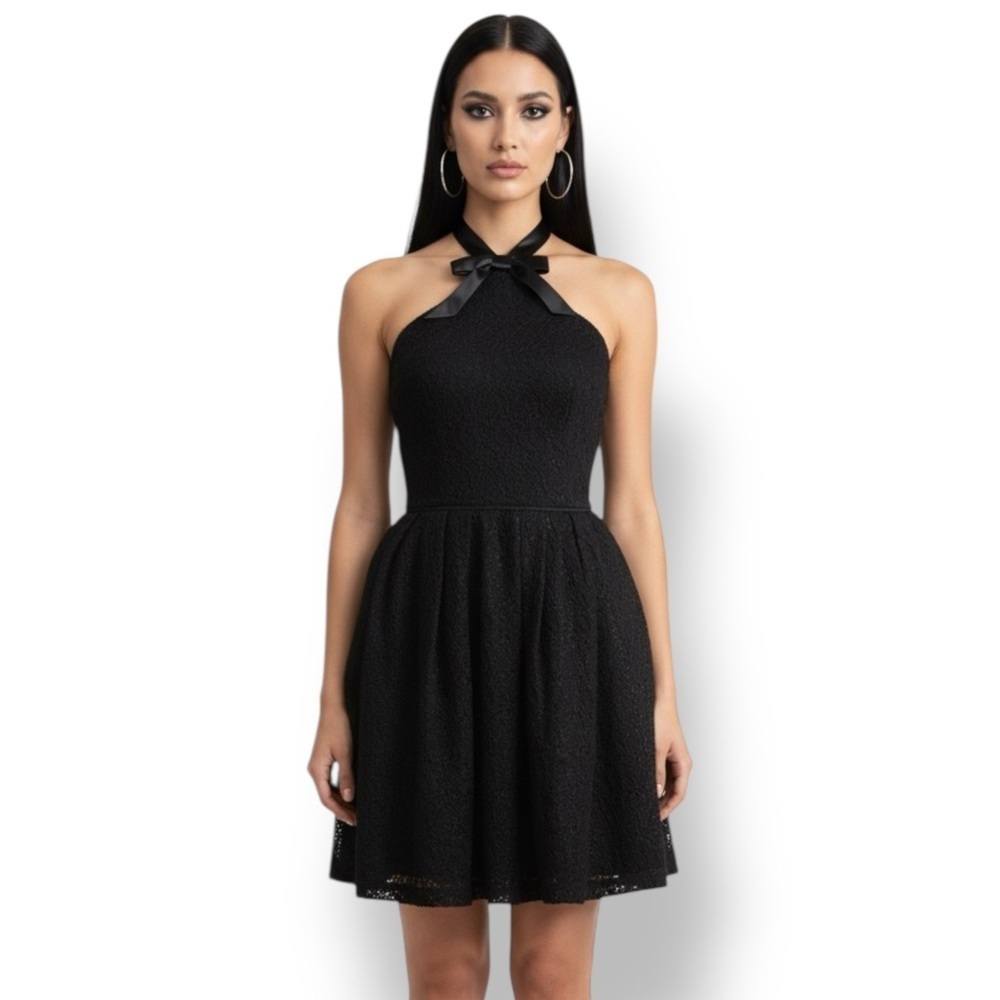 Rodarte for Target 2009 Black Lace Bow Detail Halter Dress Size 5